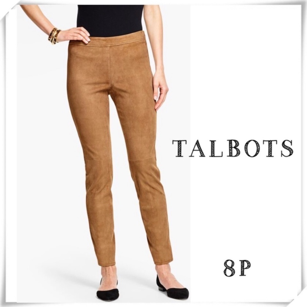 TALBOTS Faux Suede Academia Leggings in Camel tan Brown Size 8 Petite